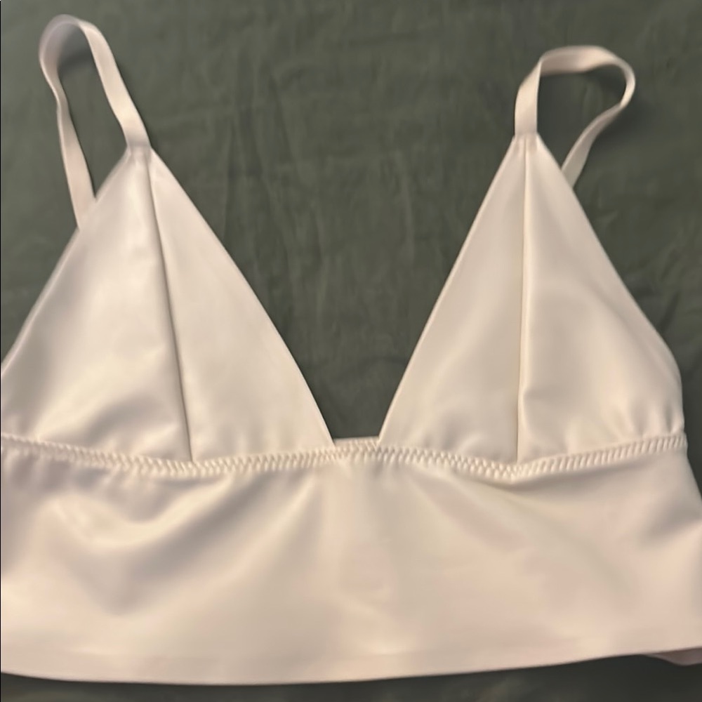 Cream faux leather bralette